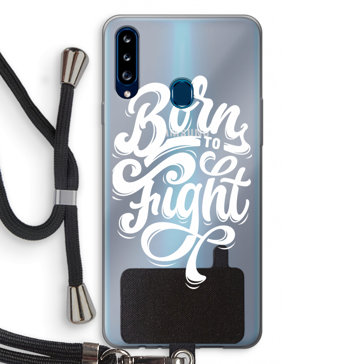 Born to Fight: Samsung Galaxy A20s Transparant Hoesje met koord