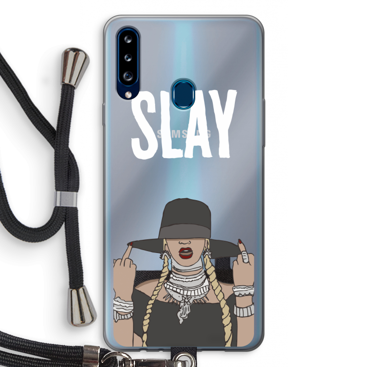 Slay All Day: Samsung Galaxy A20s Transparant Hoesje met koord