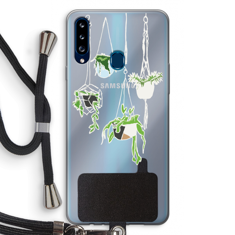 Hang In There: Samsung Galaxy A20s Transparant Hoesje met koord