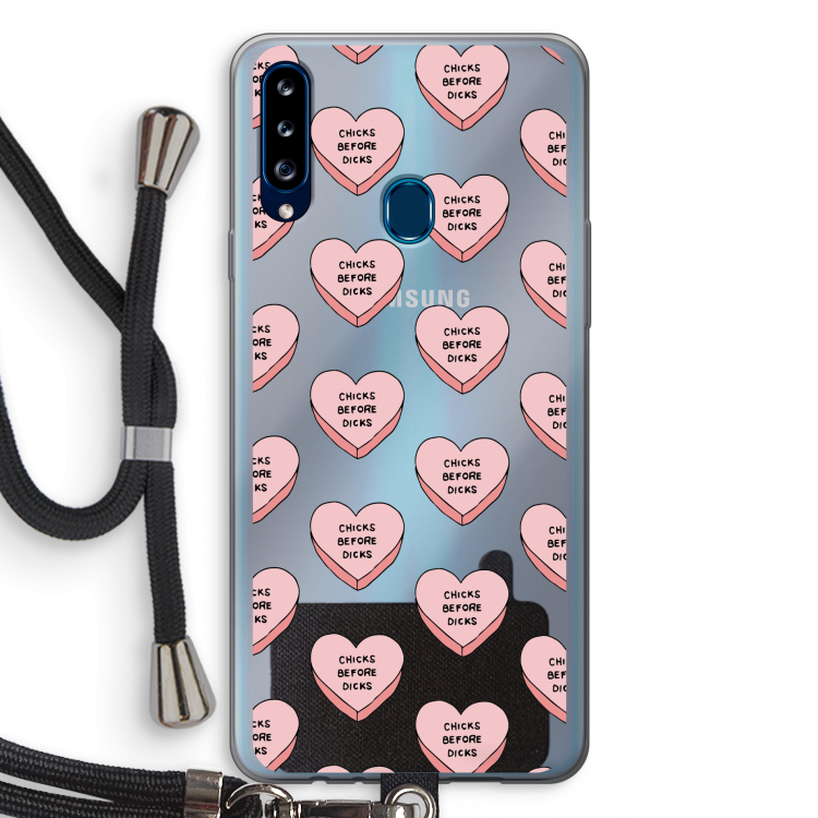 Chicks before dicks: Samsung Galaxy A20s Transparant Hoesje met koord