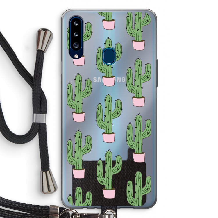 Cactus Lover: Samsung Galaxy A20s Transparant Hoesje met koord