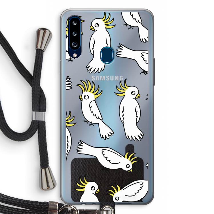 Papegaai: Samsung Galaxy A20s Transparant Hoesje met koord