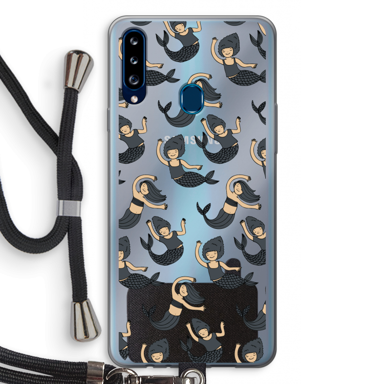 Zeemeermin: Samsung Galaxy A20s Transparant Hoesje met koord