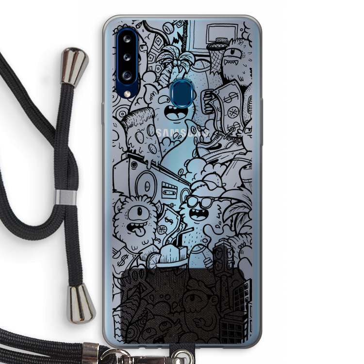 Vexx Black City : Samsung Galaxy A20s Transparant Hoesje met koord