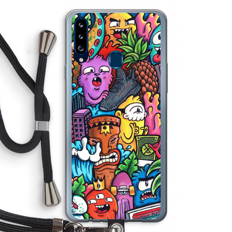 Vexx Mixtape: Samsung Galaxy A20s Transparant Hoesje met koord