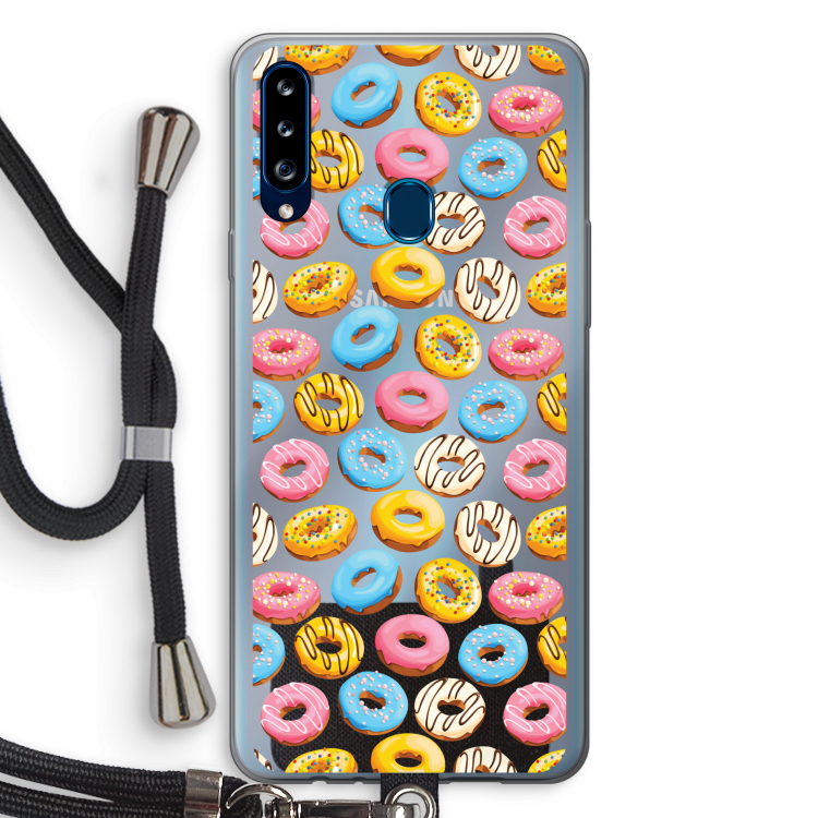 Pink donuts: Samsung Galaxy A20s Transparant Hoesje met koord