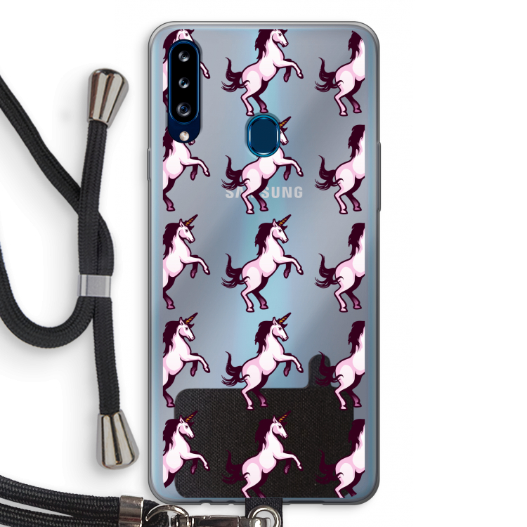 Musketon Unicorn: Samsung Galaxy A20s Transparant Hoesje met koord