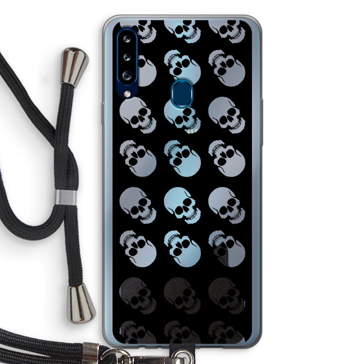 Musketon Skulls: Samsung Galaxy A20s Transparant Hoesje met koord