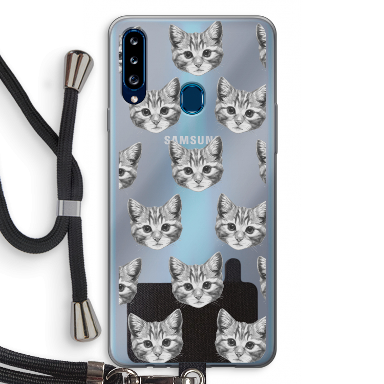 Kitten: Samsung Galaxy A20s Transparant Hoesje met koord