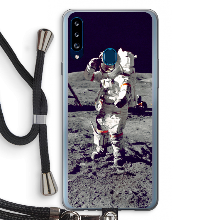 Spaceman: Samsung Galaxy A20s Transparant Hoesje met koord