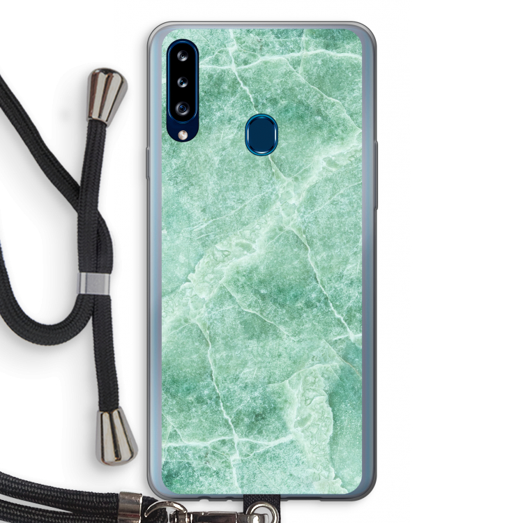 Groen marmer: Samsung Galaxy A20s Transparant Hoesje met koord