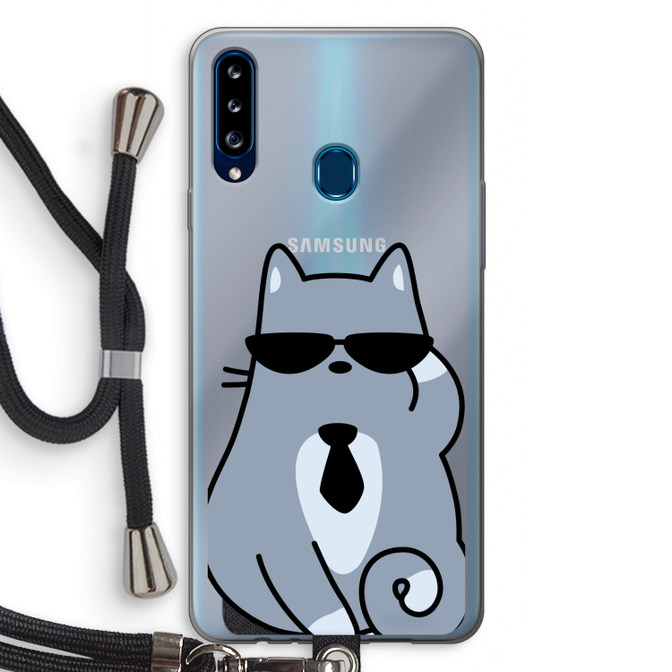 Cool cat: Samsung Galaxy A20s Transparant Hoesje met koord