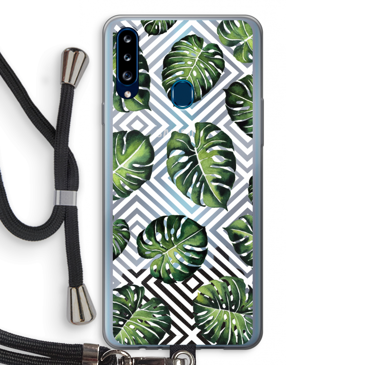 Geometrische jungle: Samsung Galaxy A20s Transparant Hoesje met koord