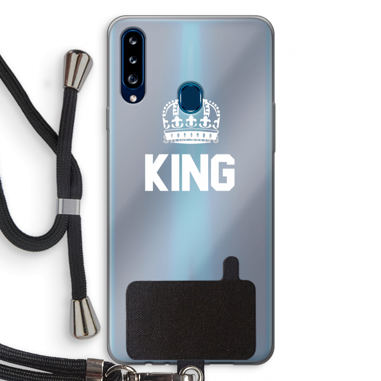 King zwart: Samsung Galaxy A20s Transparant Hoesje met koord