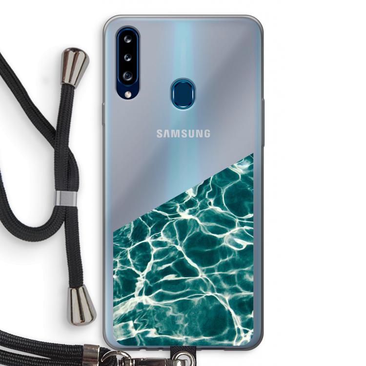 Weerkaatsing water: Samsung Galaxy A20s Transparant Hoesje met koord