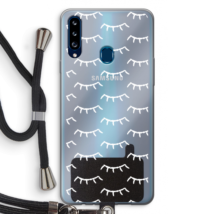 Wimpers: Samsung Galaxy A20s Transparant Hoesje met koord