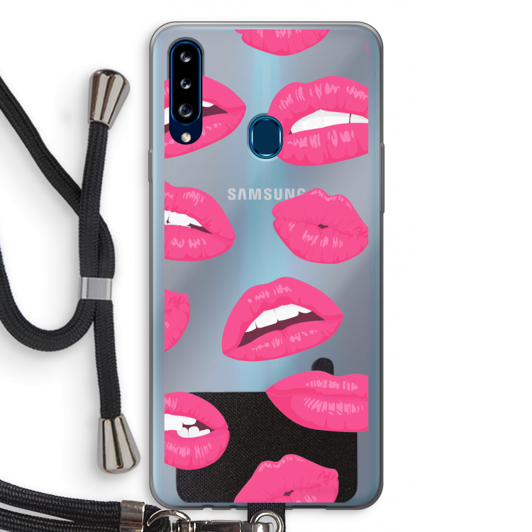 Bite my lip: Samsung Galaxy A20s Transparant Hoesje met koord