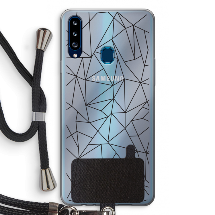 Geometrische lijnen zwart: Samsung Galaxy A20s Transparant Hoesje met koord