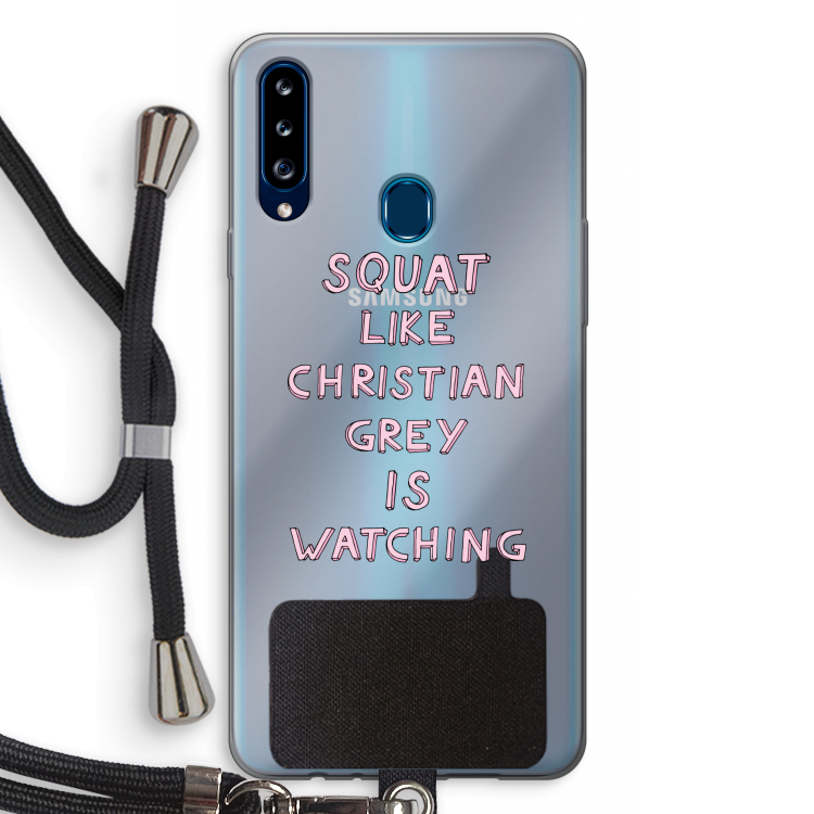 Christian Grey: Samsung Galaxy A20s Transparant Hoesje met koord