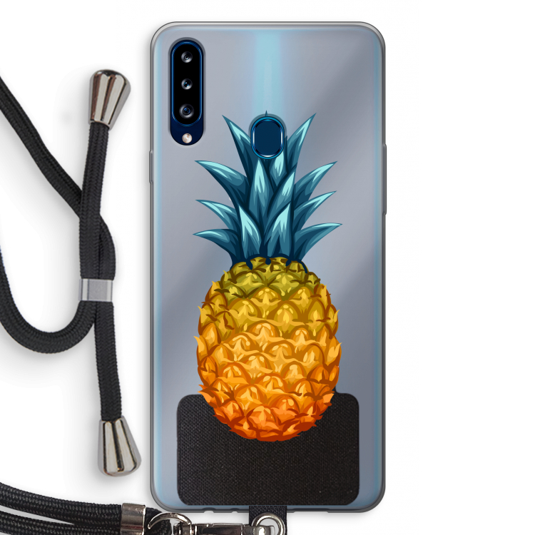 Grote ananas: Samsung Galaxy A20s Transparant Hoesje met koord