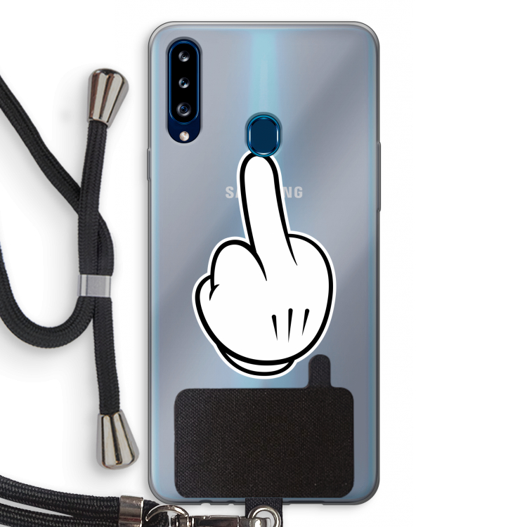 Middle finger black: Samsung Galaxy A20s Transparant Hoesje met koord