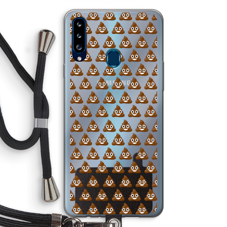 Poop emoji: Samsung Galaxy A20s Transparant Hoesje met koord