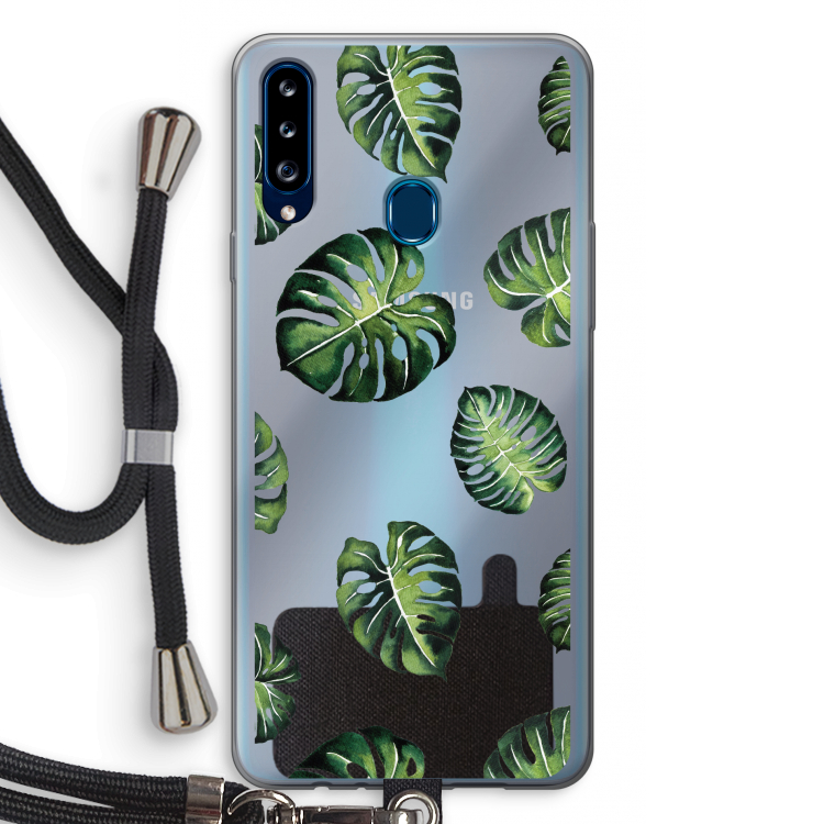 Tropische bladeren: Samsung Galaxy A20s Transparant Hoesje met koord