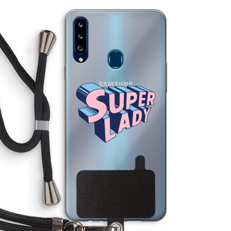 Superlady: Samsung Galaxy A20s Transparant Hoesje met koord