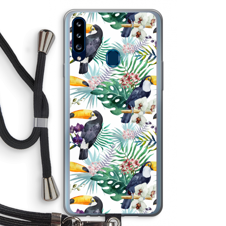 Tukans: Samsung Galaxy A20s Transparant Hoesje met koord