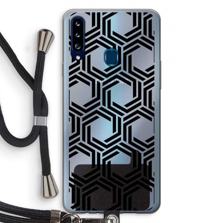 Geometrisch patroon: Samsung Galaxy A20s Transparant Hoesje met koord