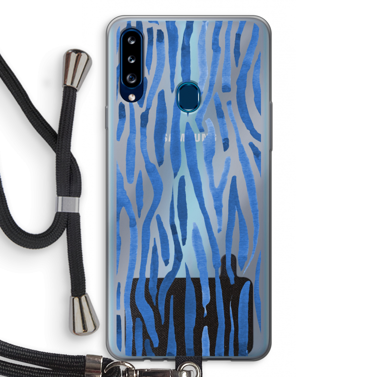 Blauwe nerven: Samsung Galaxy A20s Transparant Hoesje met koord