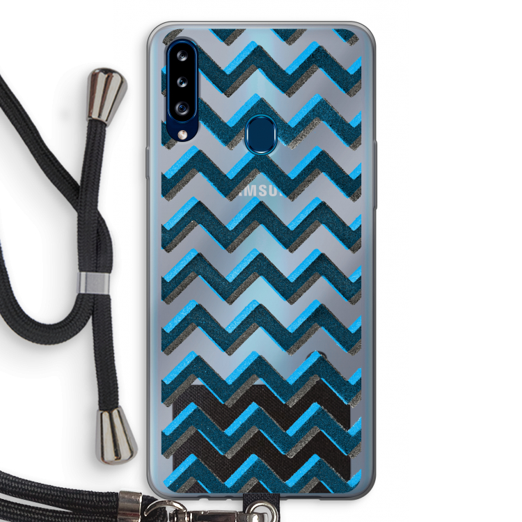 Onderbroken lijn: Samsung Galaxy A20s Transparant Hoesje met koord