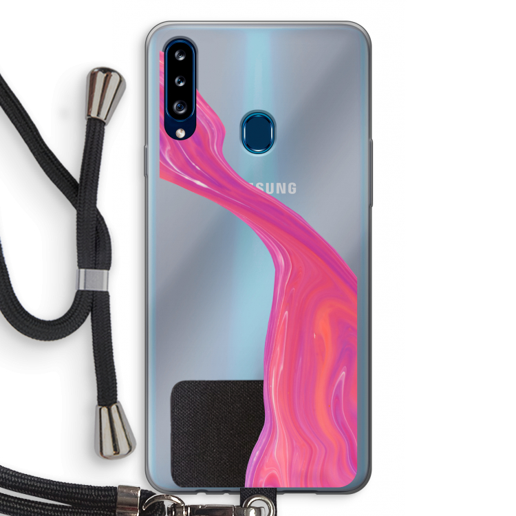 Paarse stroom: Samsung Galaxy A20s Transparant Hoesje met koord