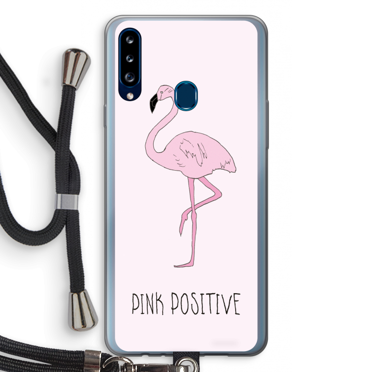 Pink positive: Samsung Galaxy A20s Transparant Hoesje met koord