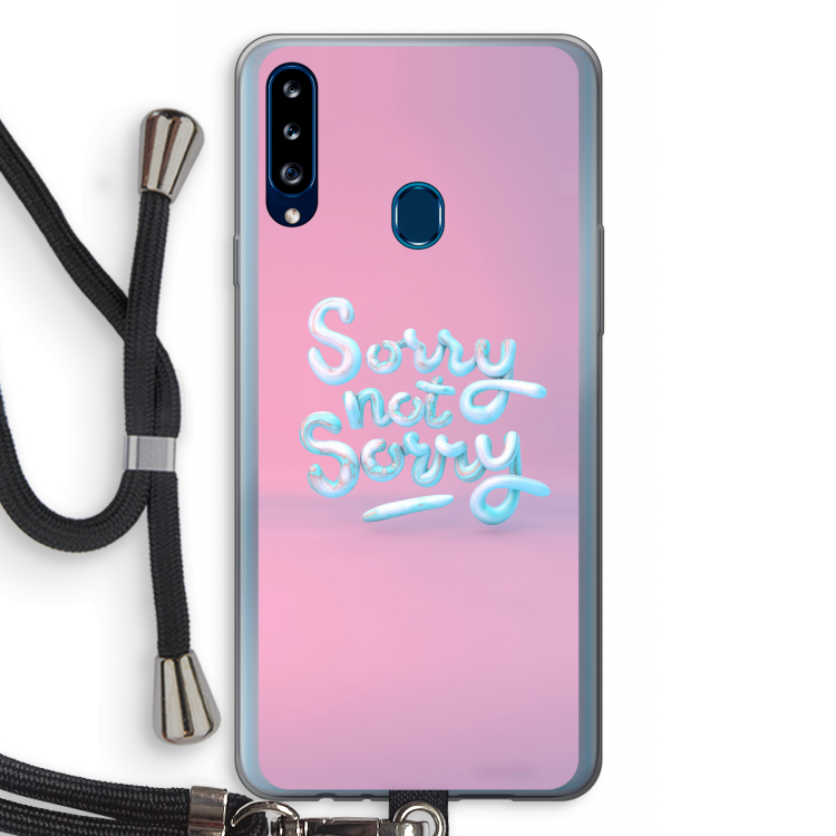Sorry not sorry: Samsung Galaxy A20s Transparant Hoesje met koord