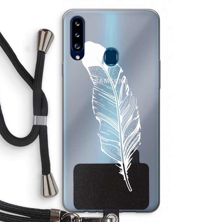 Pluim: Samsung Galaxy A20s Transparant Hoesje met koord