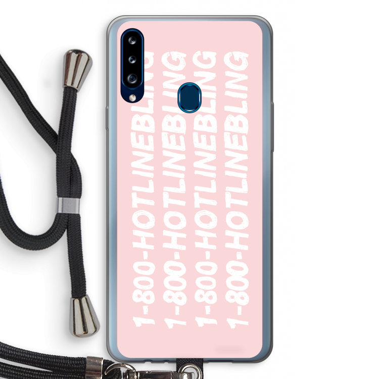 Hotline bling pink: Samsung Galaxy A20s Transparant Hoesje met koord