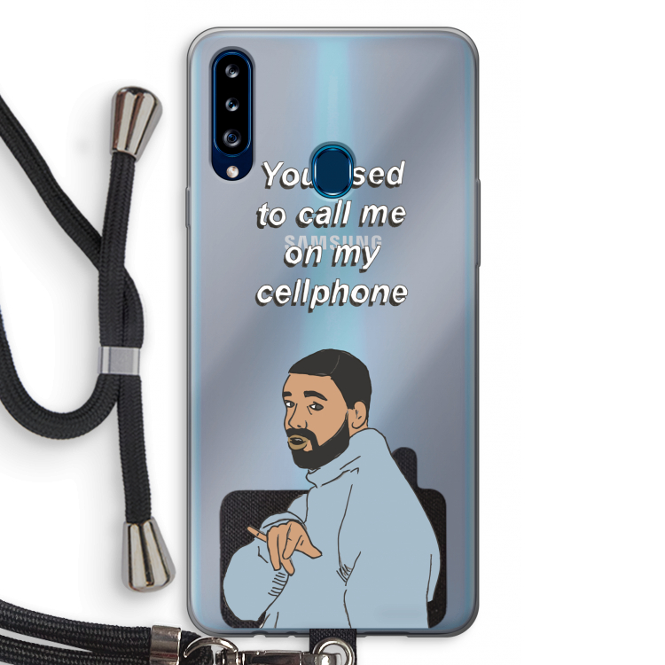 Hotline bling: Samsung Galaxy A20s Transparant Hoesje met koord