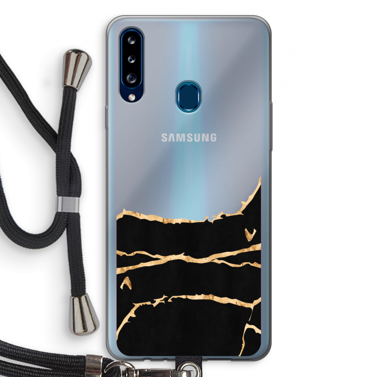 Gouden marmer: Samsung Galaxy A20s Transparant Hoesje met koord