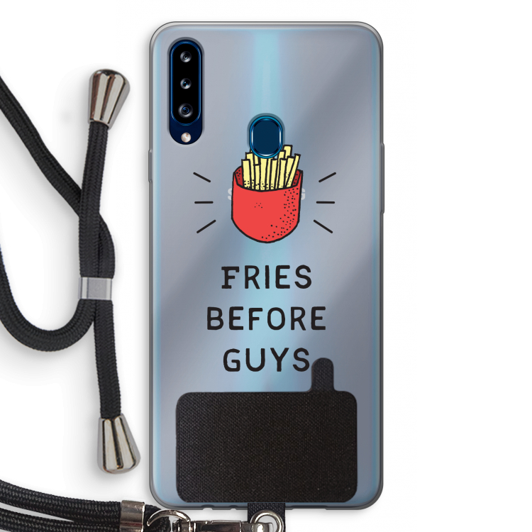 Fries before guys: Samsung Galaxy A20s Transparant Hoesje met koord
