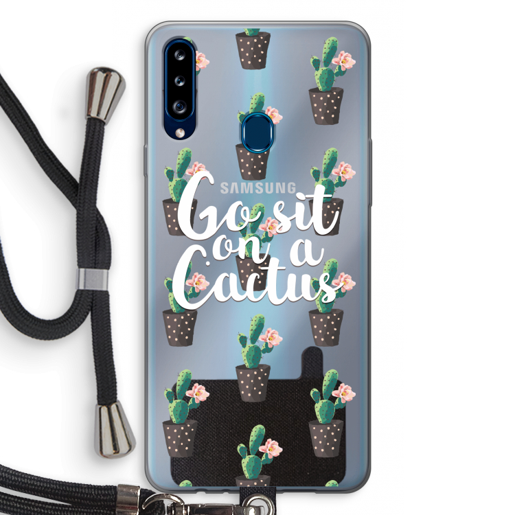 Cactus quote: Samsung Galaxy A20s Transparant Hoesje met koord