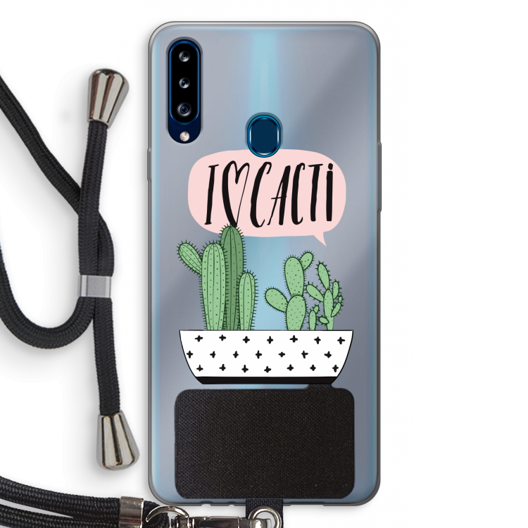 I love cacti: Samsung Galaxy A20s Transparant Hoesje met koord