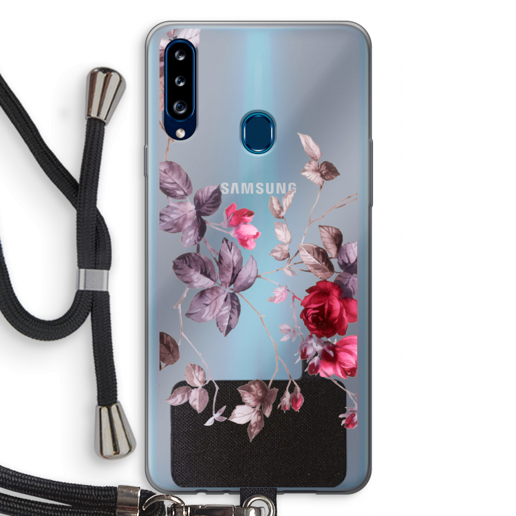 Mooie bloemen: Samsung Galaxy A20s Transparant Hoesje met koord