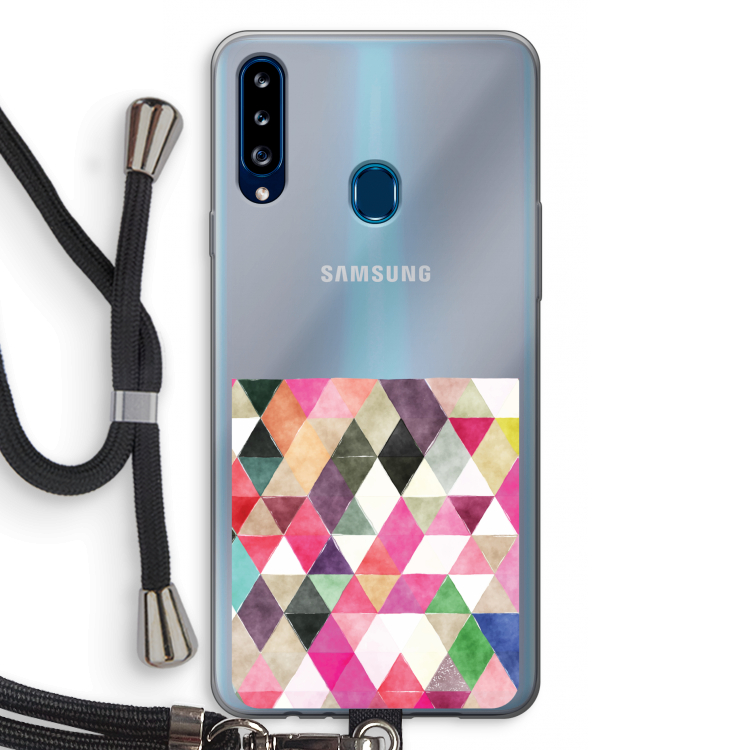 Gekleurde driehoekjes: Samsung Galaxy A20s Transparant Hoesje met koord