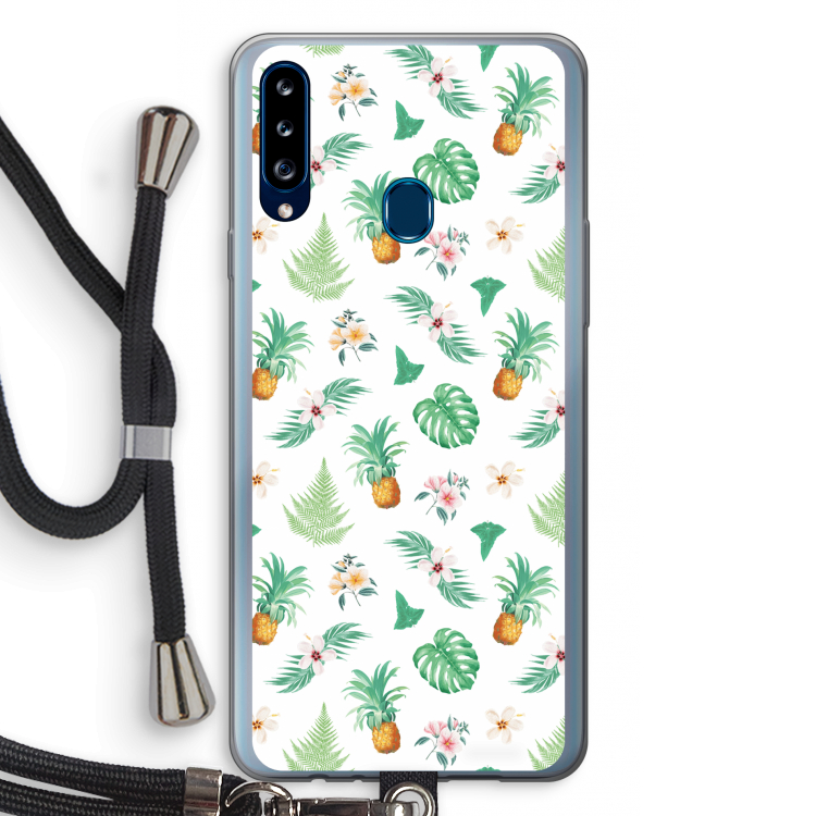 Ananas bladeren: Samsung Galaxy A20s Transparant Hoesje met koord