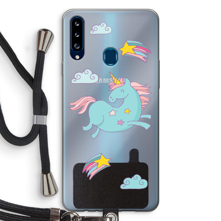 Vliegende eenhoorn: Samsung Galaxy A20s Transparant Hoesje met koord