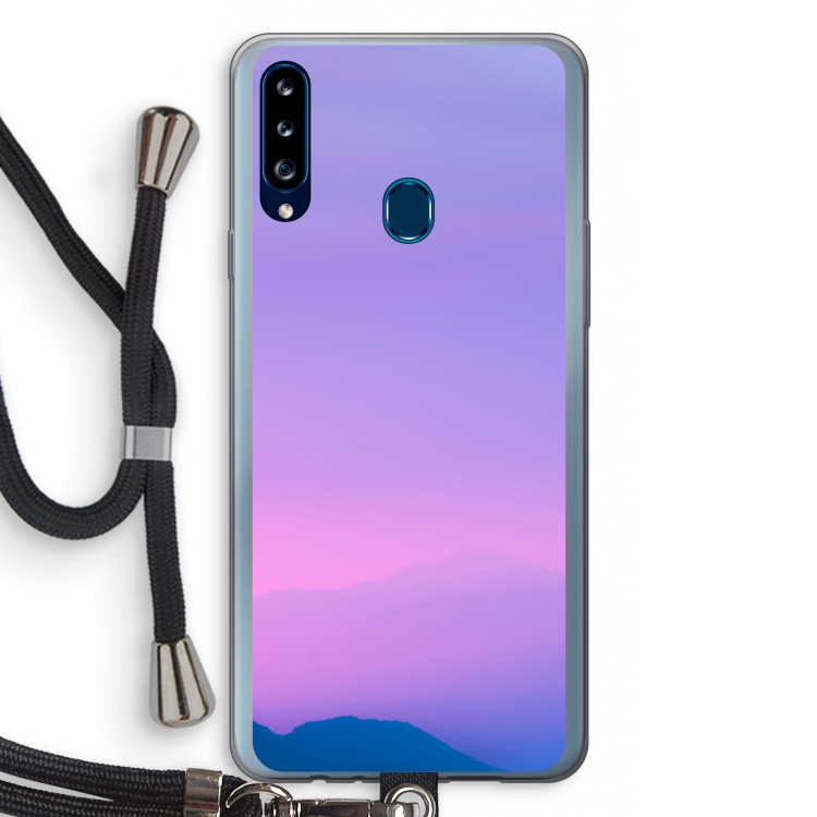 Sunset pastel: Samsung Galaxy A20s Transparant Hoesje met koord