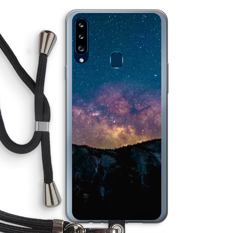 Travel to space: Samsung Galaxy A20s Transparant Hoesje met koord