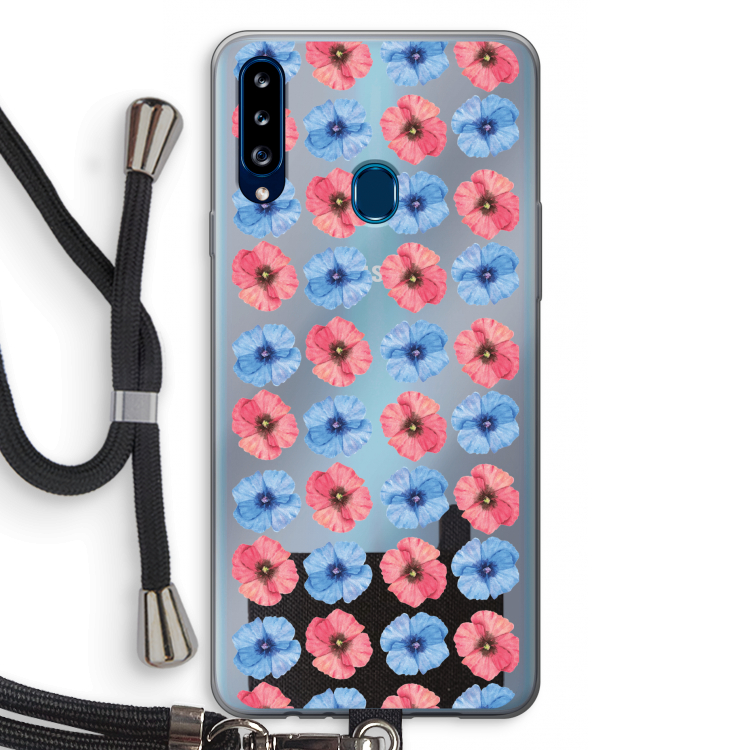 Klaproosjes: Samsung Galaxy A20s Transparant Hoesje met koord
