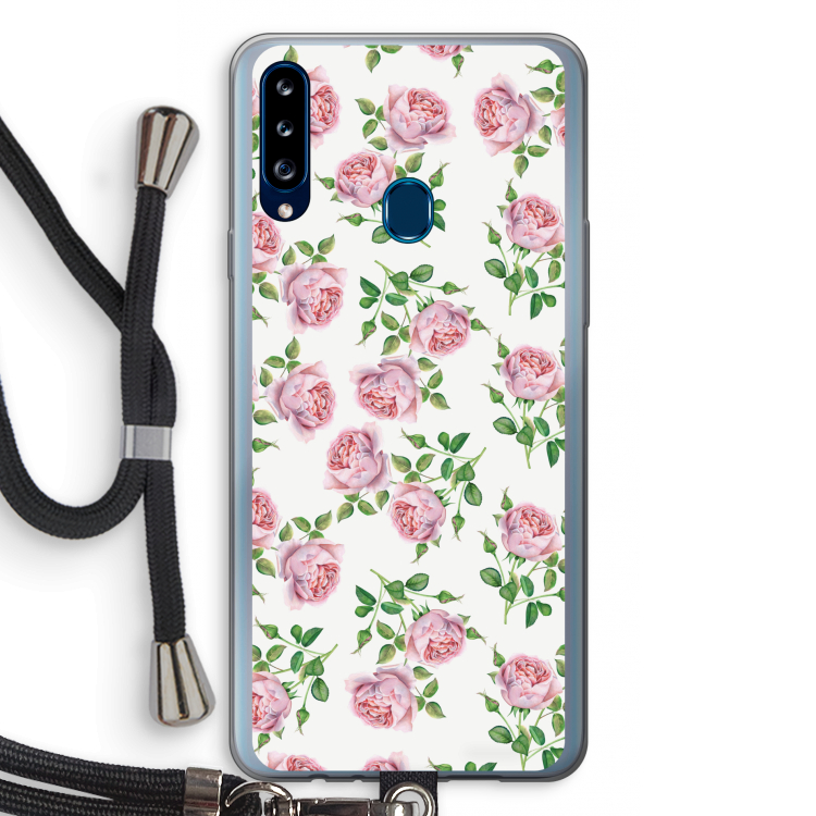 Kleine roosjes: Samsung Galaxy A20s Transparant Hoesje met koord